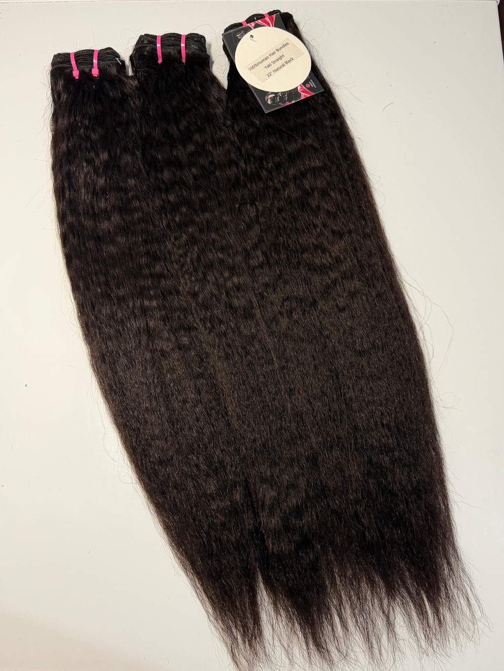 22” Yaki (Kinky) Straight Bundles