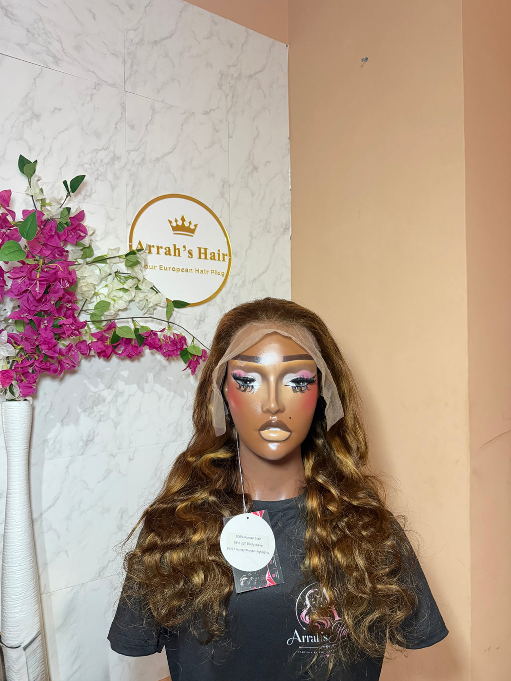 22” P4/27 Honey Blonde Highlights Body wave wig